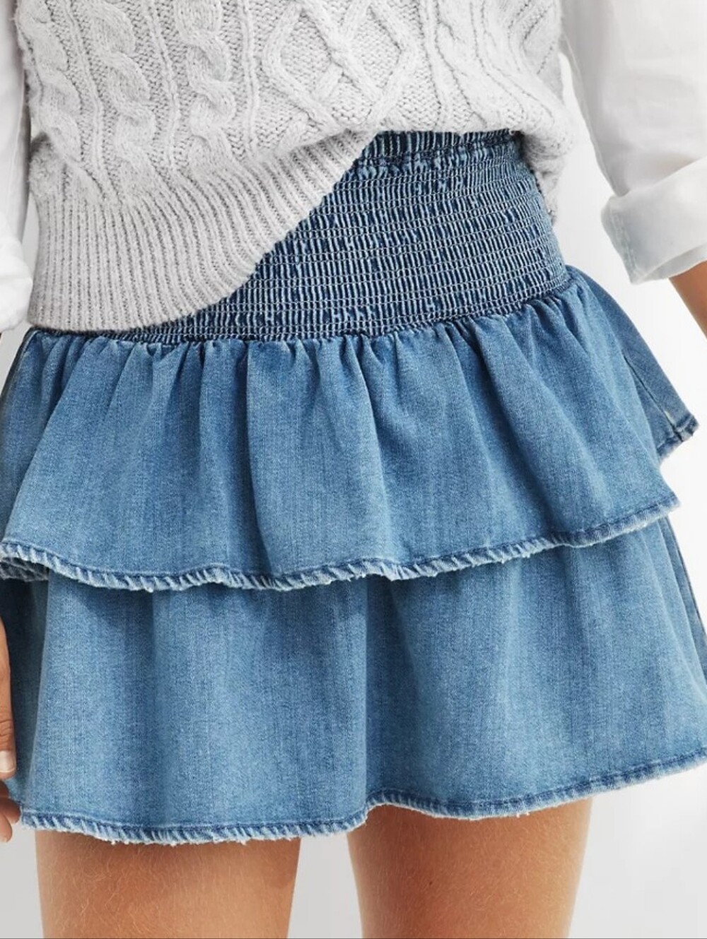 Aerie Frills 'N' Thrills Denim Mini Skirt